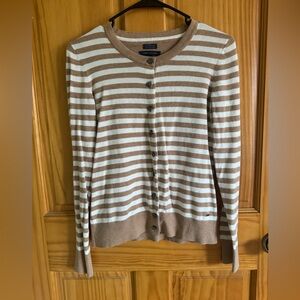 Tommy Hilfiger 100% Pima Cotton Striped Cardigan Sweater Small